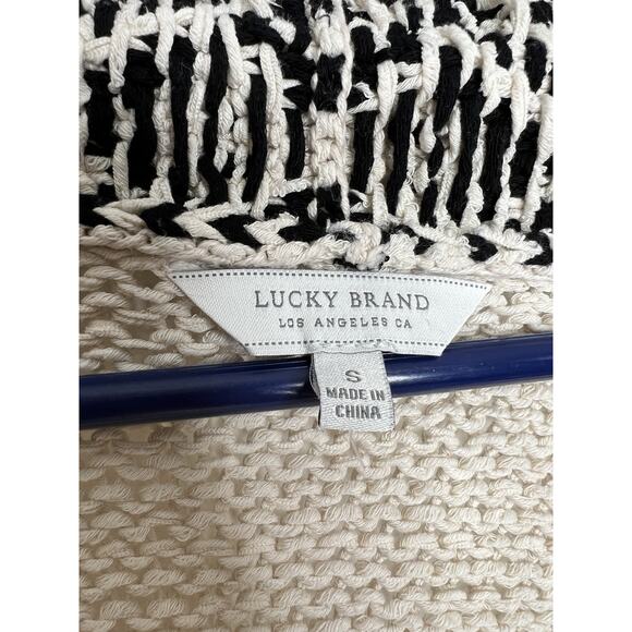 Lucky Brand Womens Sweater Beige Novelty Stitch Cardigan Size Small - Picture 7 of 9
